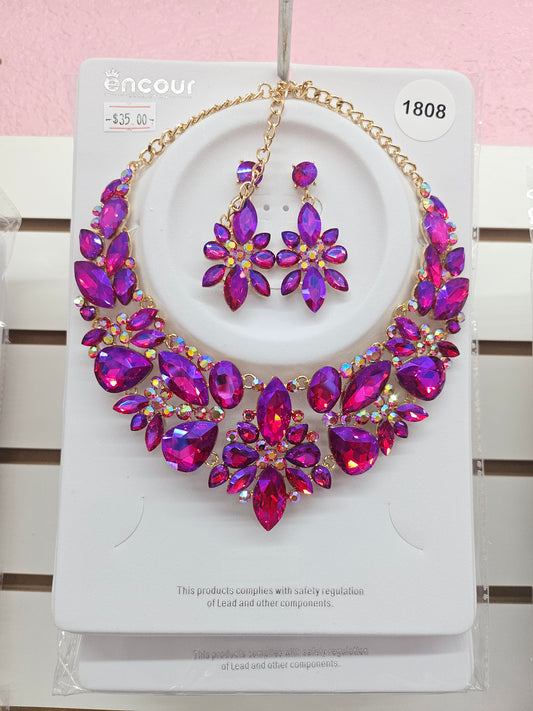 Hot pink ab necklace