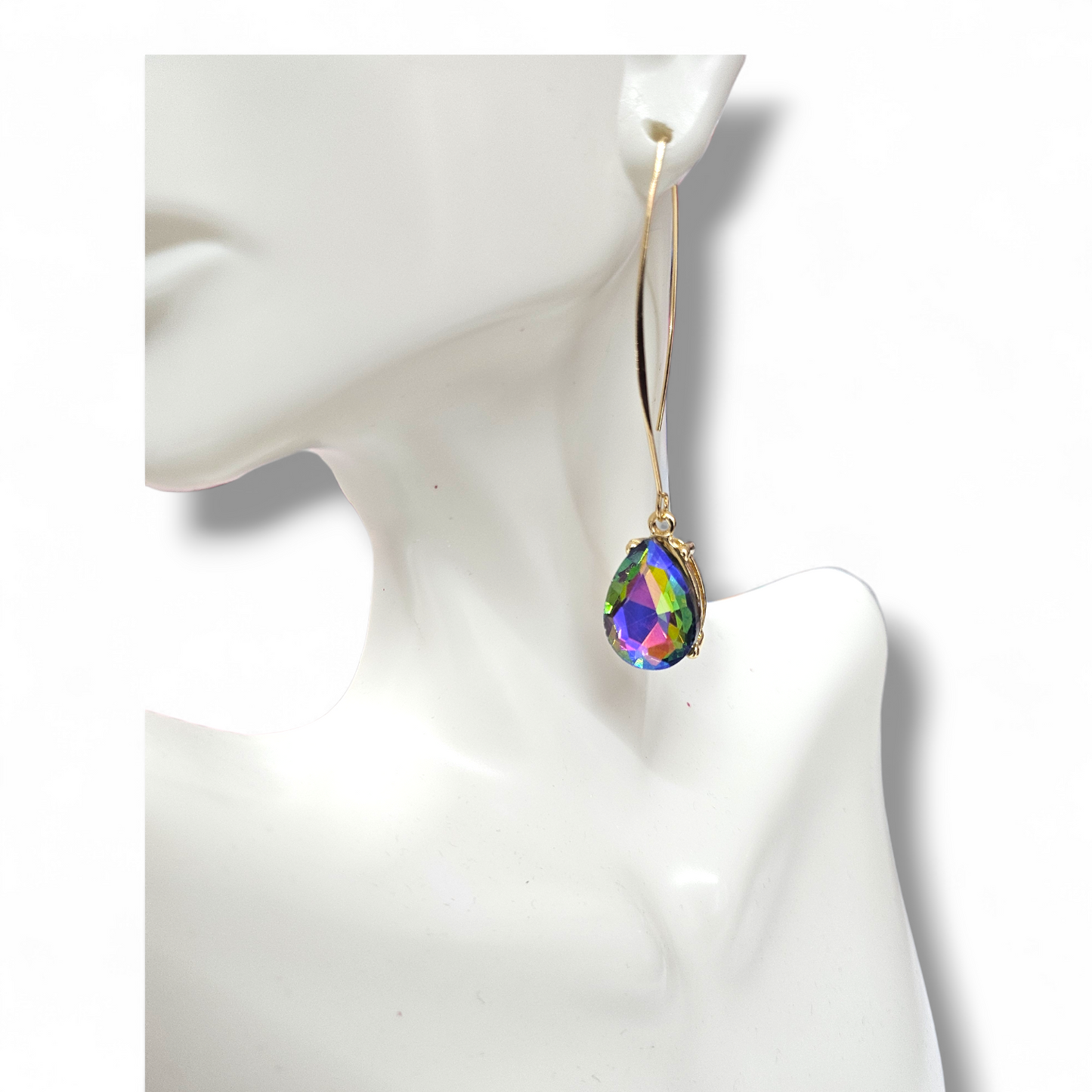 Gold plated purple ab teardrop