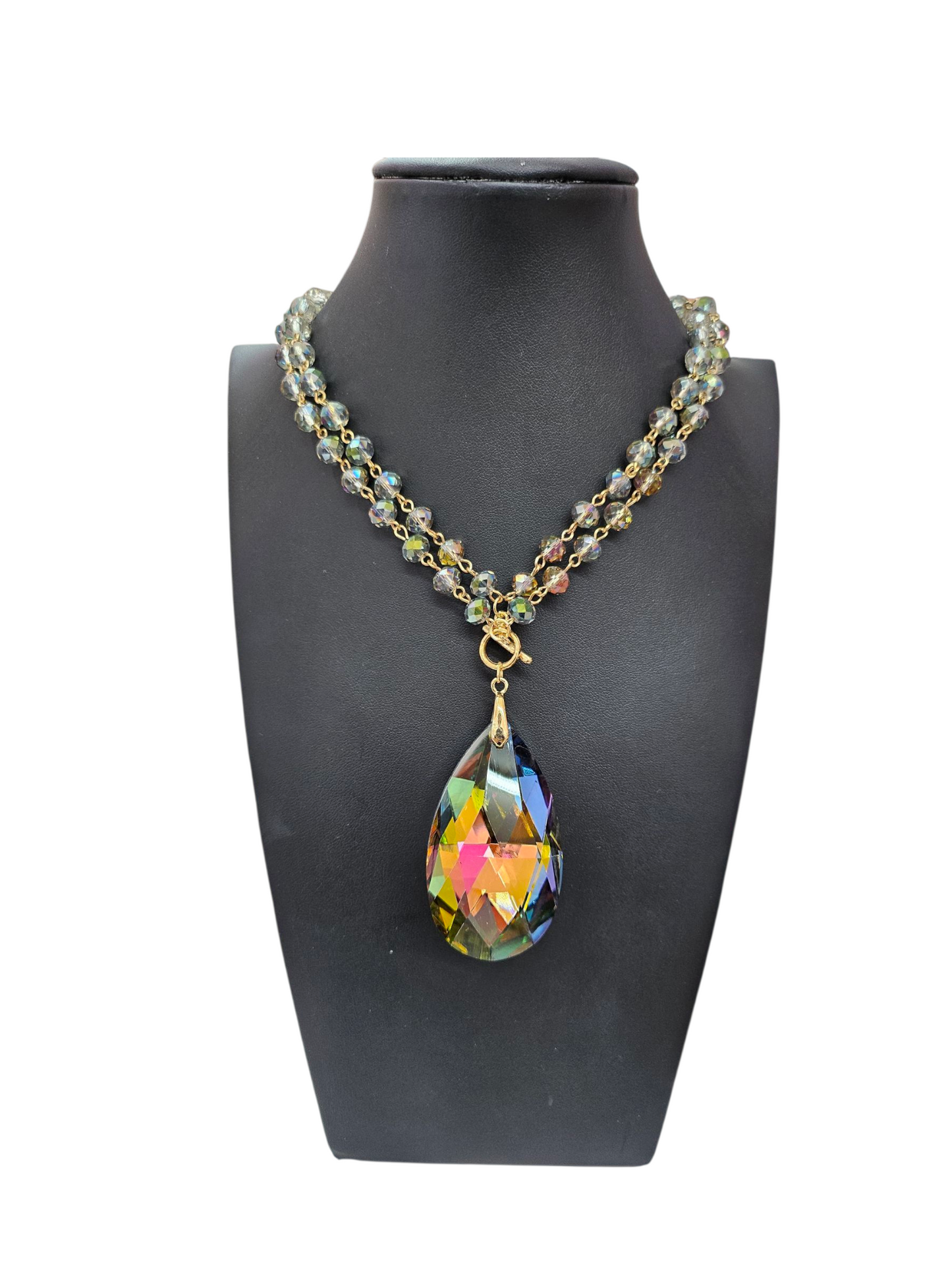 Oil slick drop necklace
