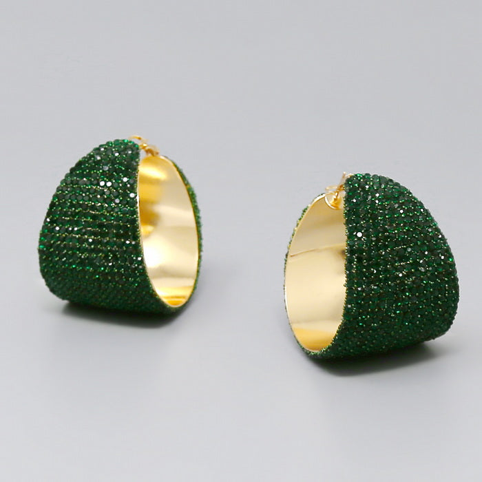 Emerald Green Rhinestone hoops