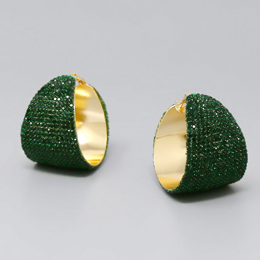 Emerald Green Rhinestone hoops