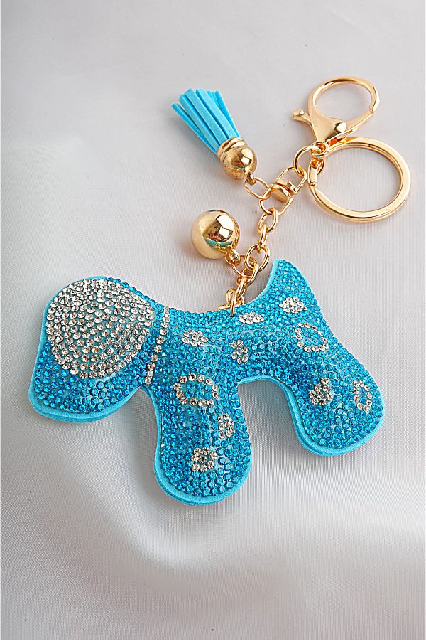 Baby blue dog keychain