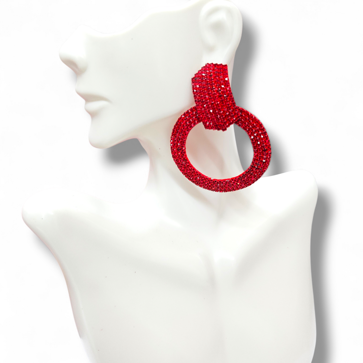 Post Round red earrings