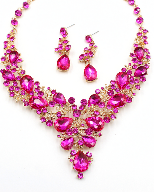 Hot Pink evening Necklace