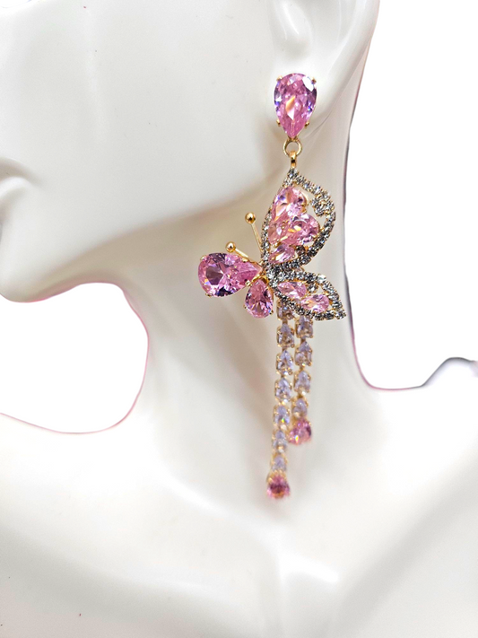 Pink Butterfly Zirconia earrings
