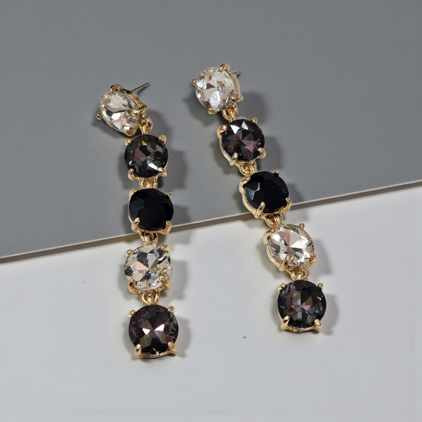 Black Gray Drop Earrings