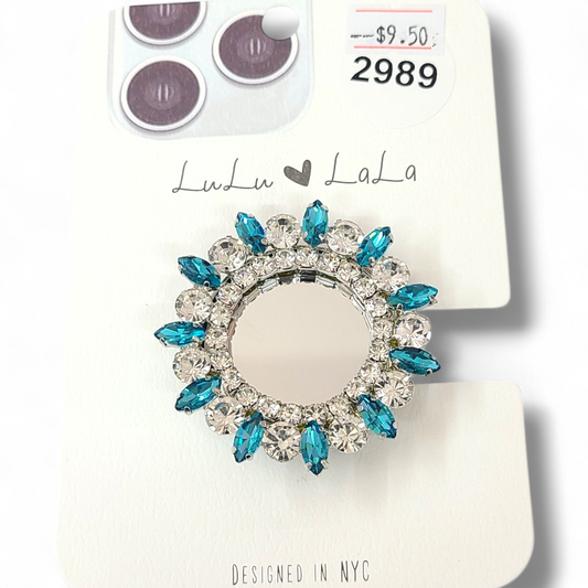 Blue silver mirror pop socket