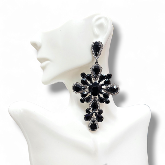 Black cross earrings