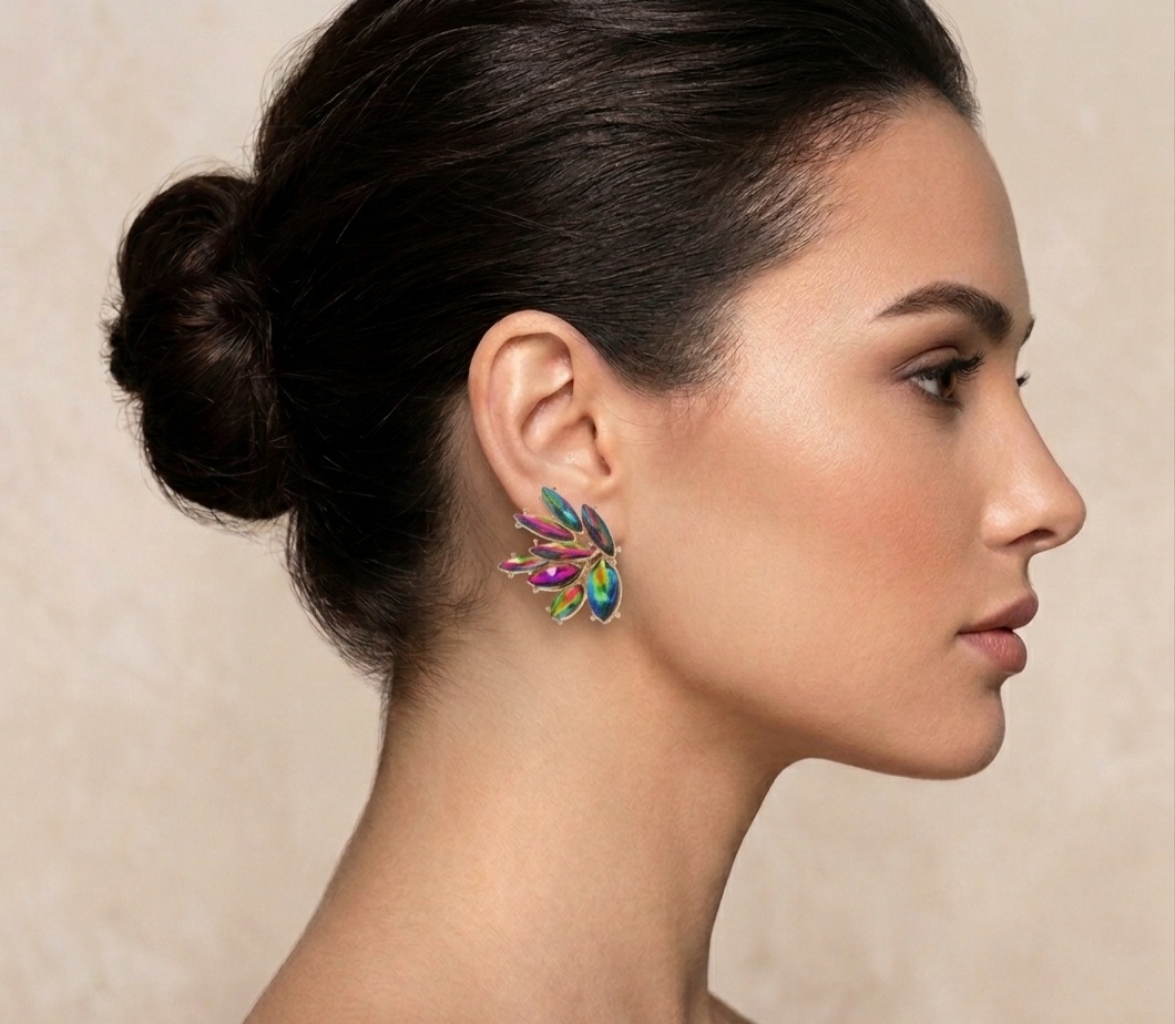Post Flair out Oilslick Earrings