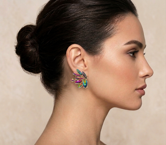 Post Flair out Oilslick Earrings