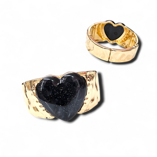 Black marble heart bracelet