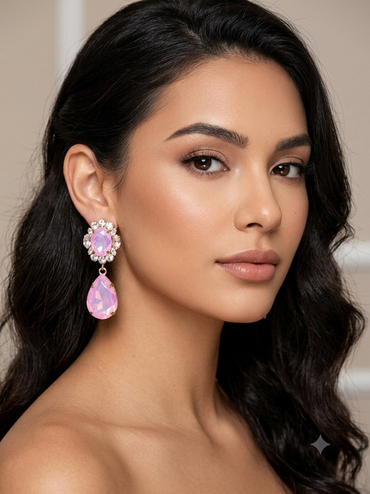 Light pink opal post back earrings