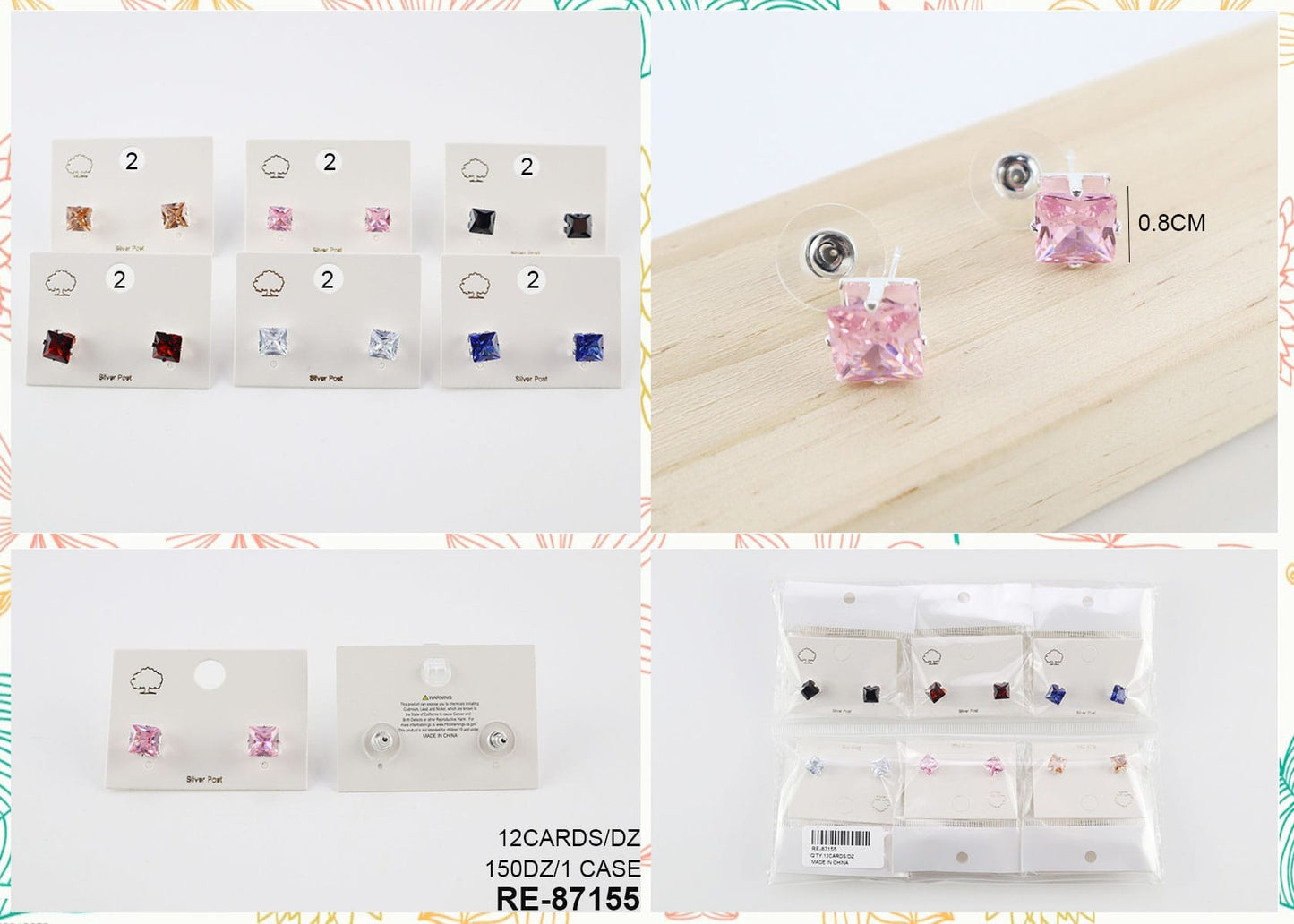 Square stud Dozen Pack