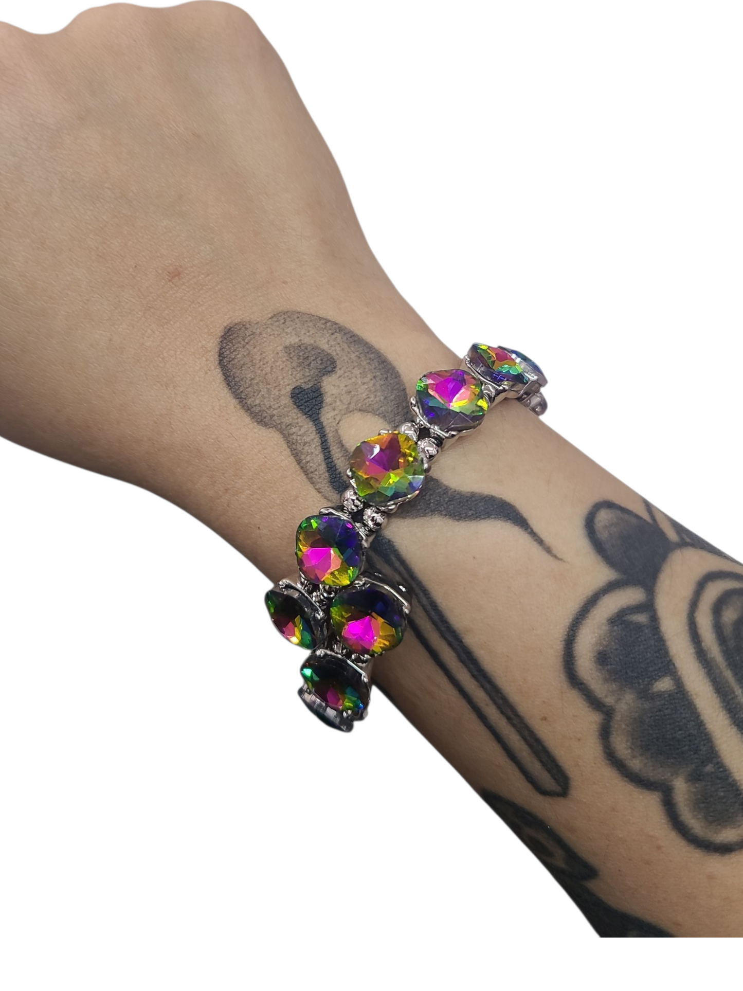 Oil Slick Round Rhinestone Cuff