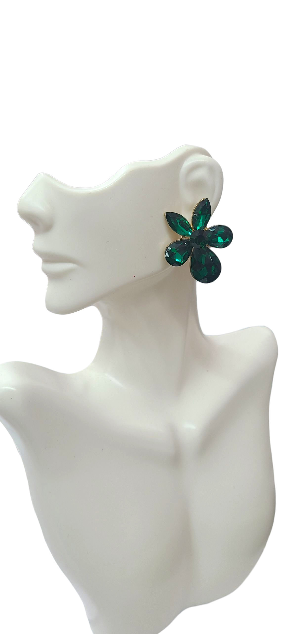 Green Flower stud earring