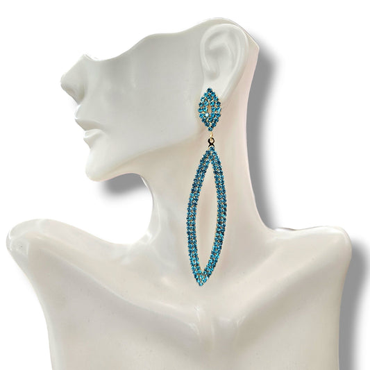Blue long post earrings