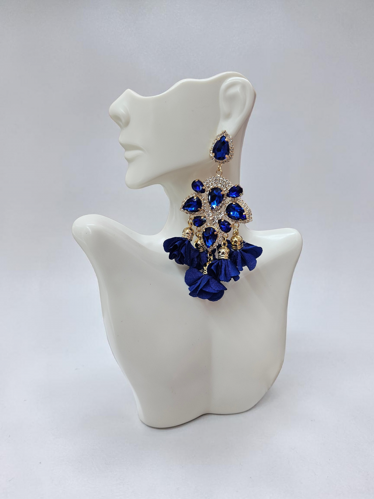 Navy Blue post Flower earrings