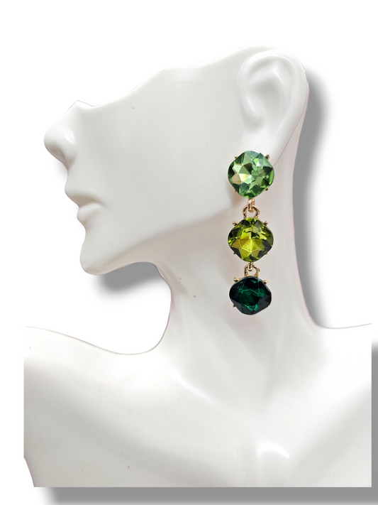 Post drop green earrings