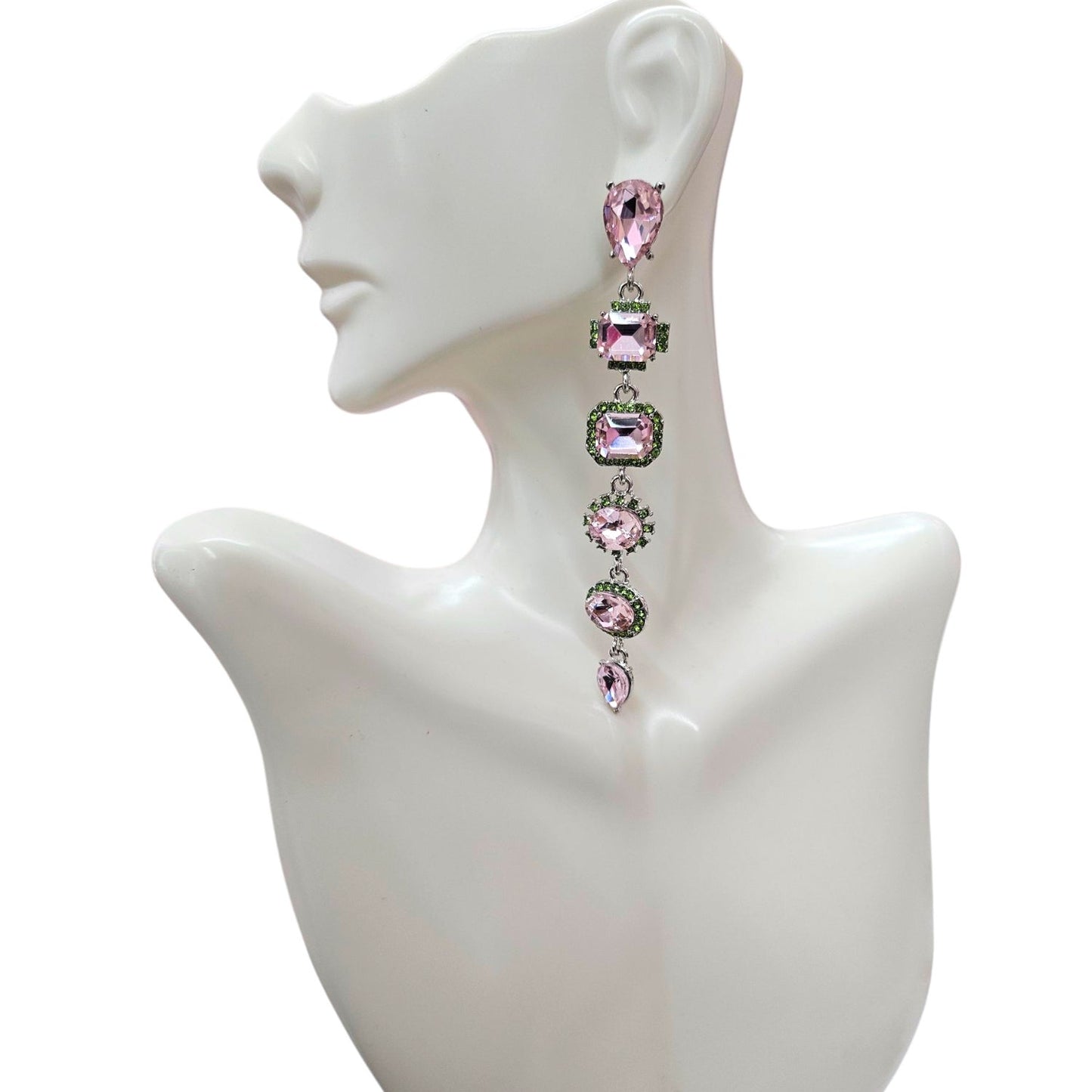 Light Pink Green Drop Earrings