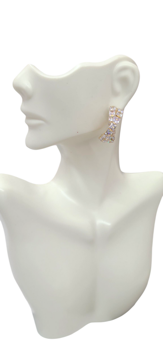 Gold Crossover Cubic Earrings