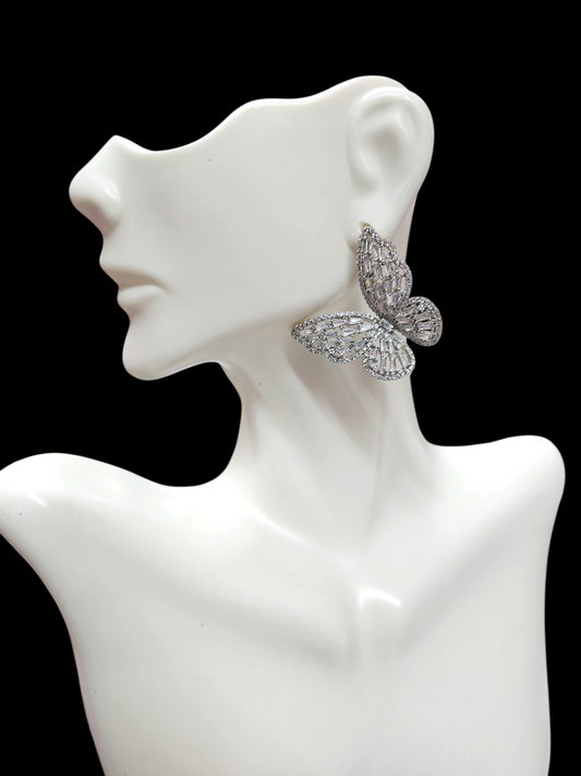 Silver Zirconia Butterfly earrings