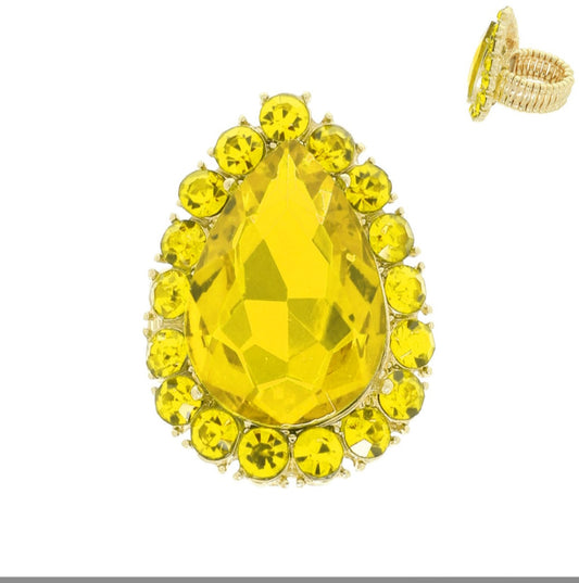 Yellow Rhinestone ring