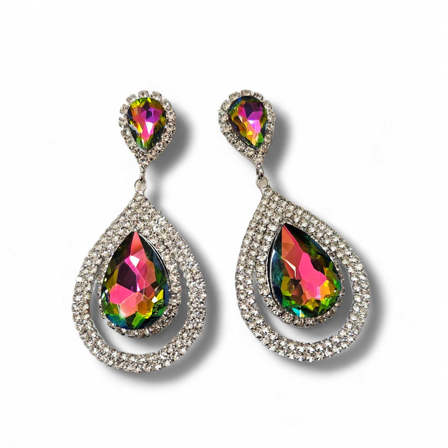 Silver Oilslick Drop earrings
