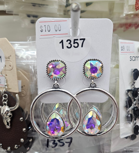 Silver ab post earrings