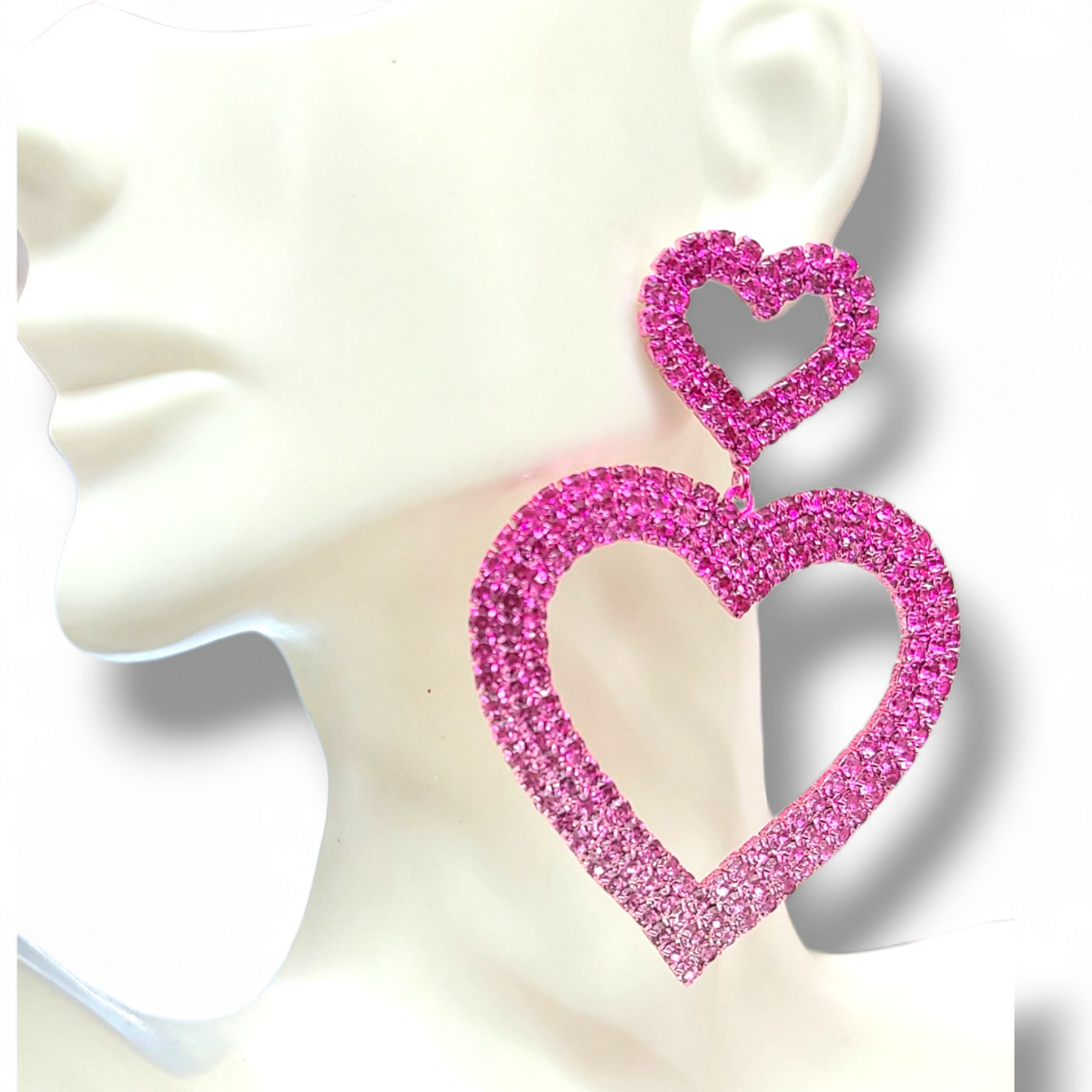 Hot pink heart earrings