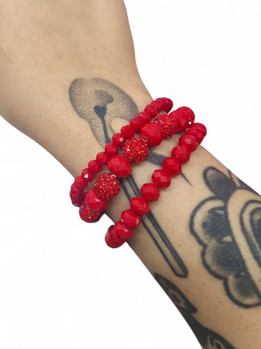 Red Beaded Stretch Bracelet