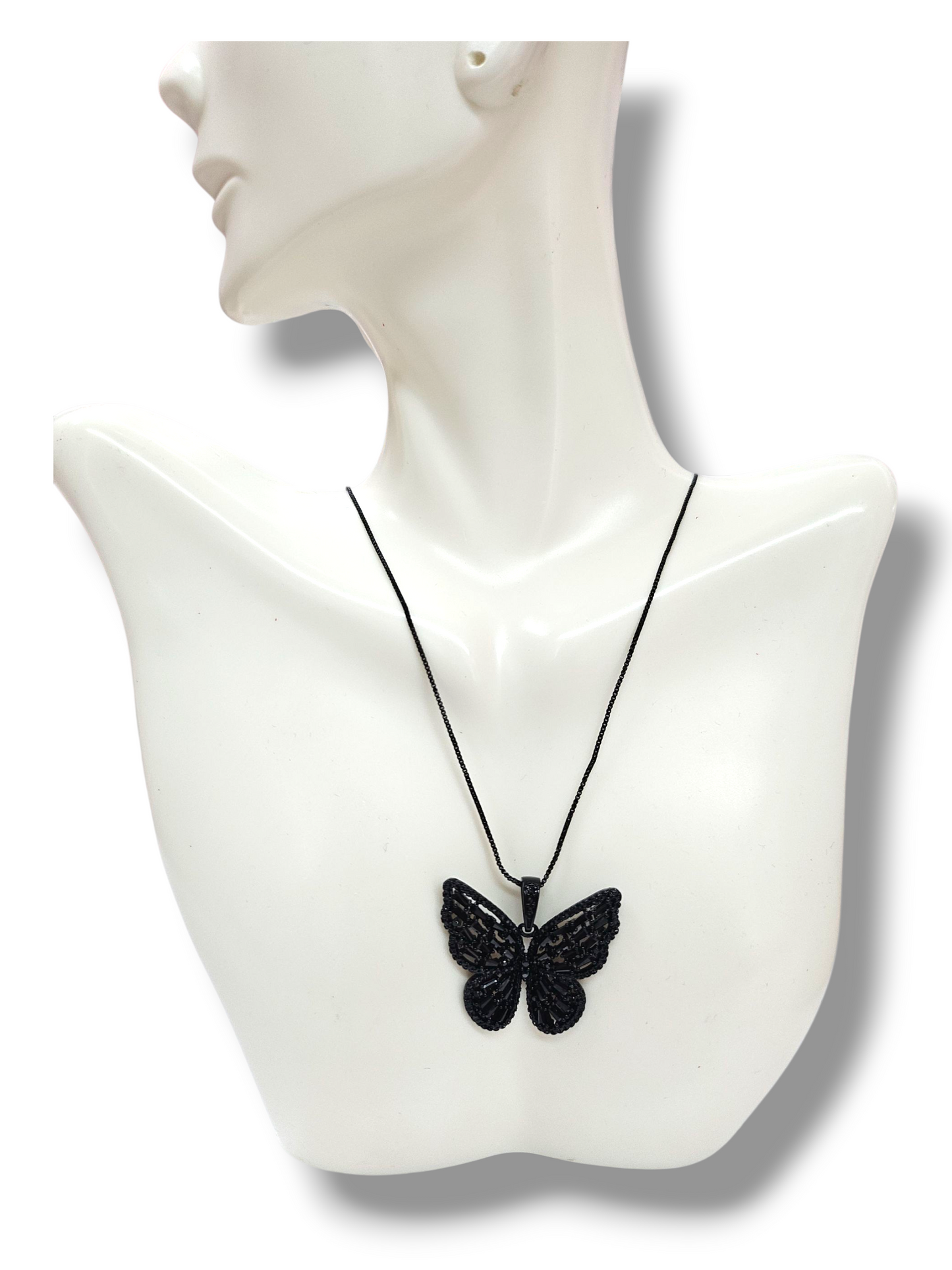 Black Butterfly Zirconia Necklace