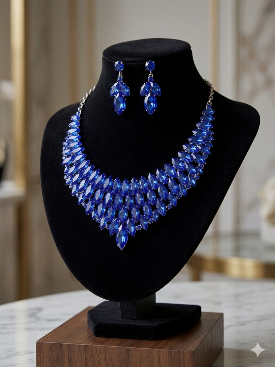 Royal Blue Rhinestone Necklace