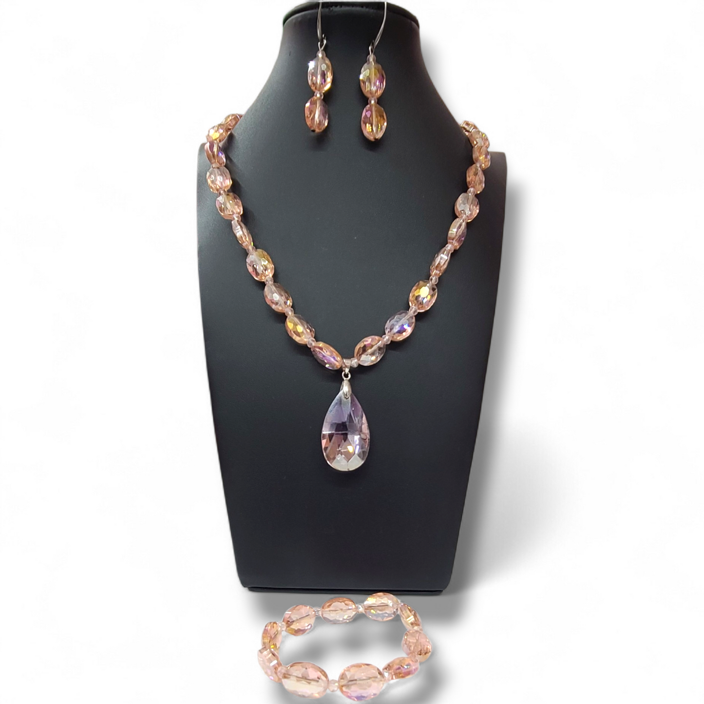 Light pink crystal 3 set necklace