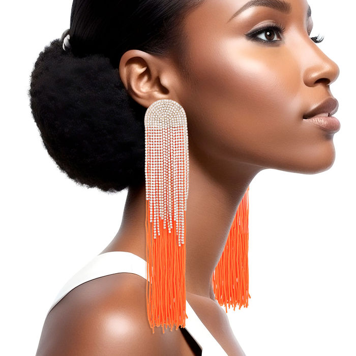Post Orange Tassle earrings