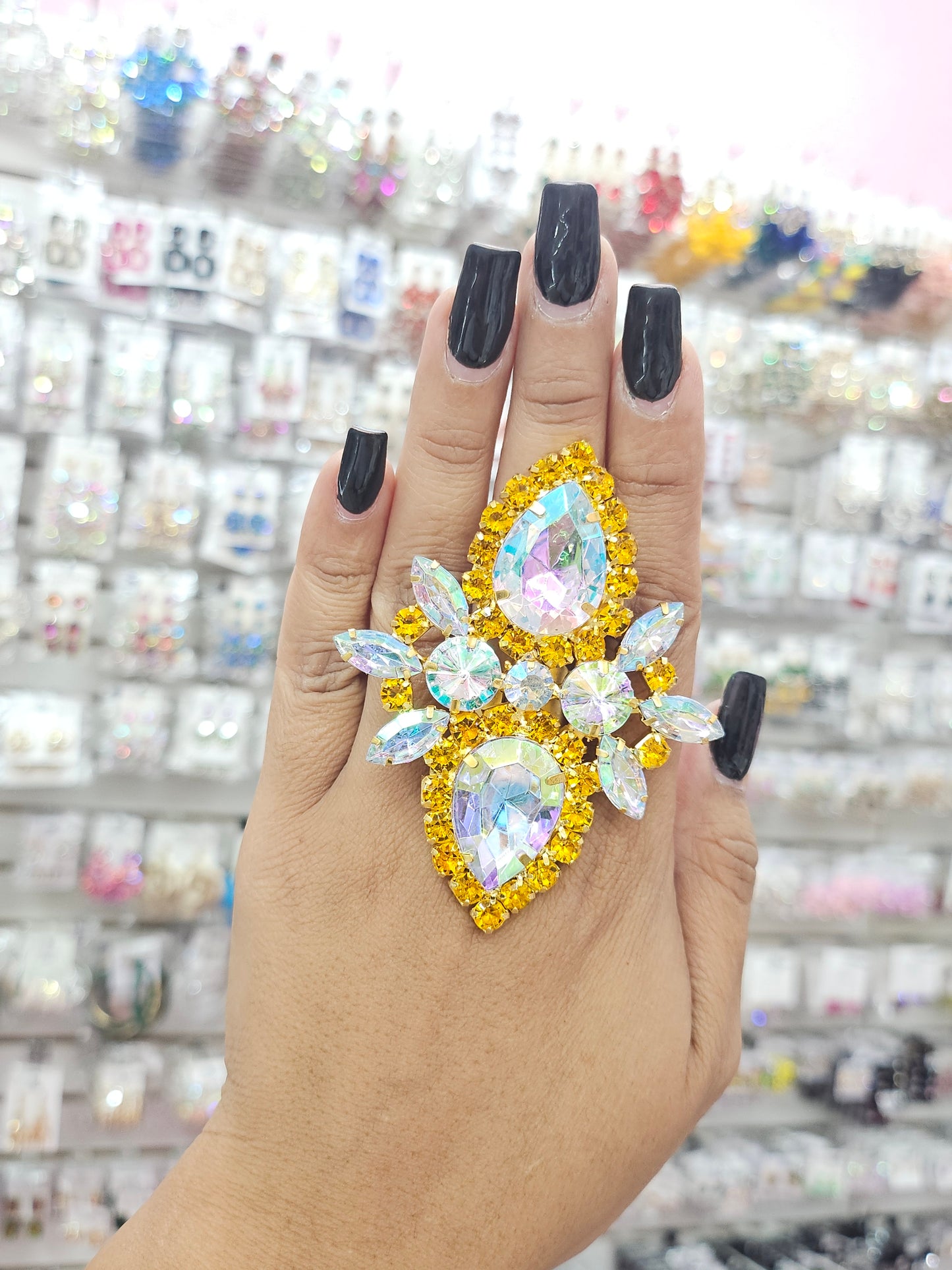 Statement yellow AB ring