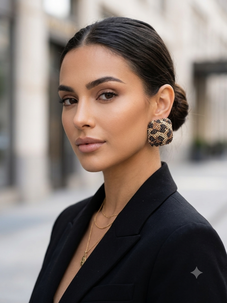 Animal Print square studs