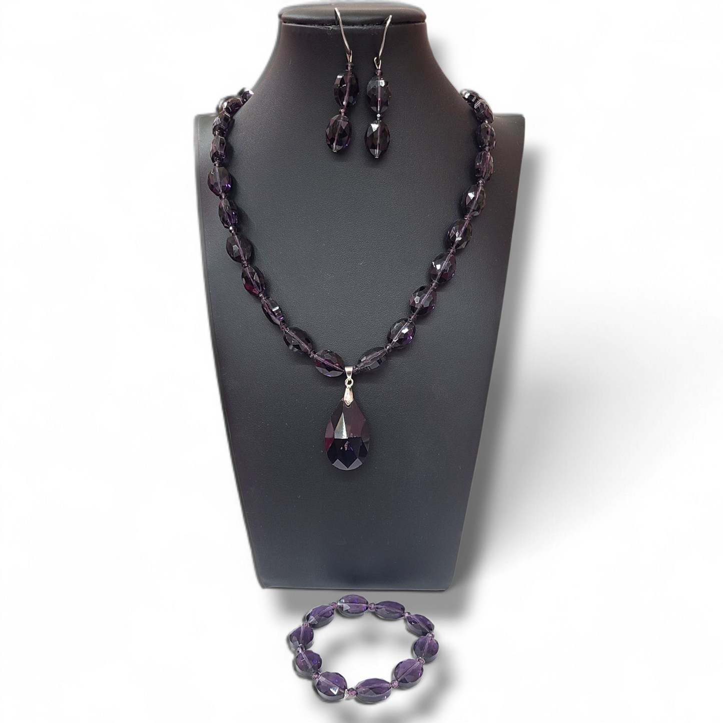 Dark purple crystal 3 set necklace
