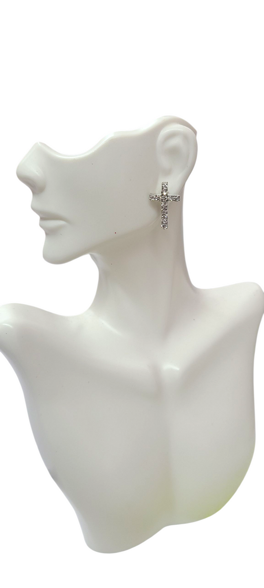 Silver cross studs