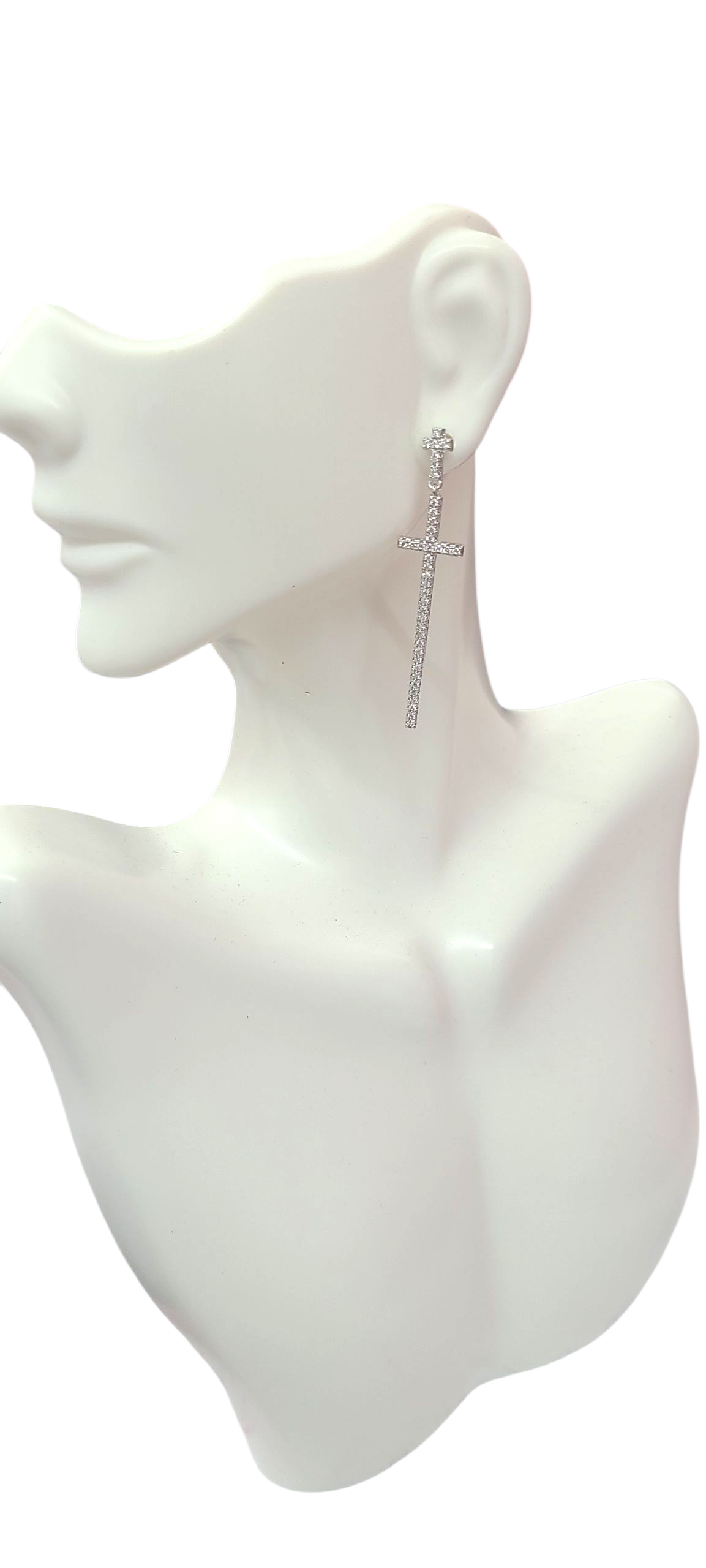 Silver Tassle Cross earring