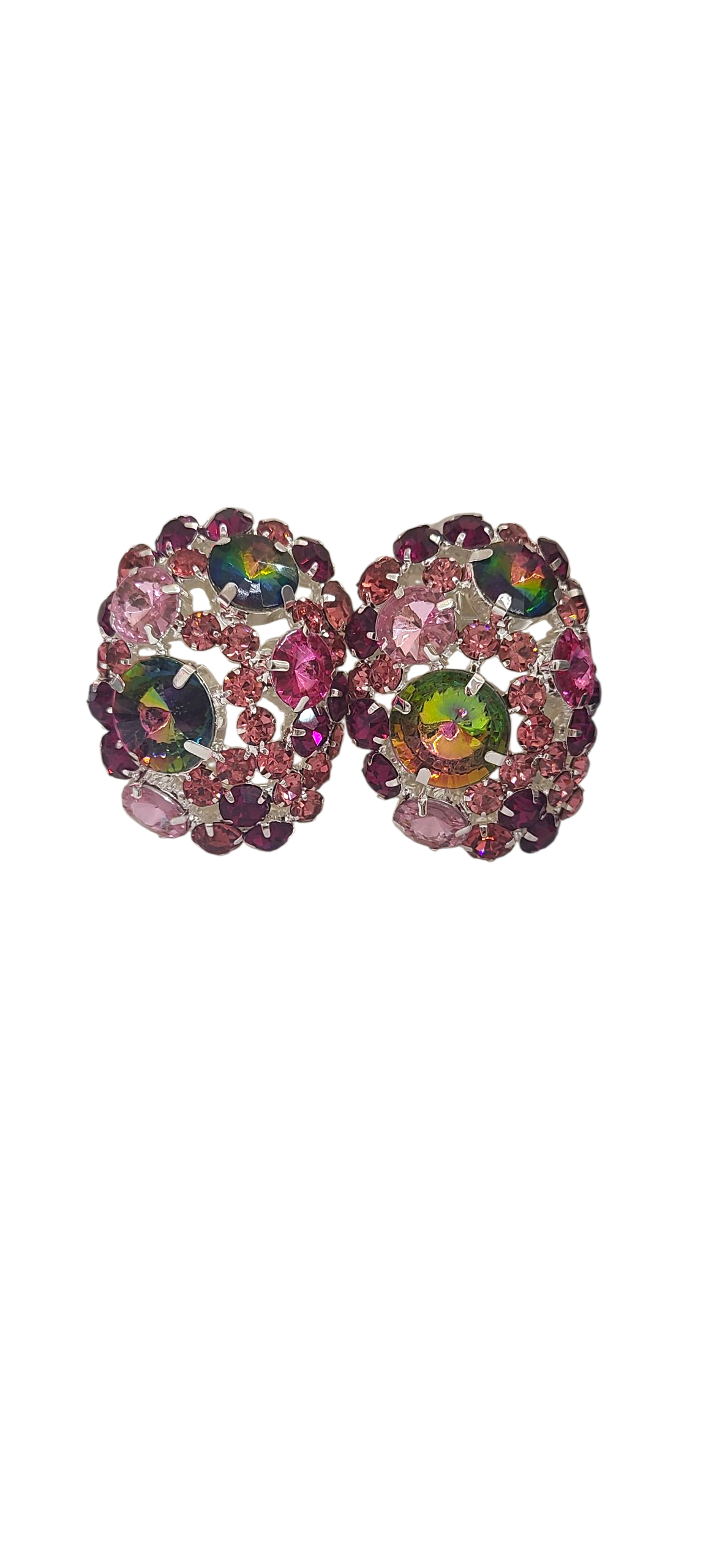 Pink rhinestone clip ons