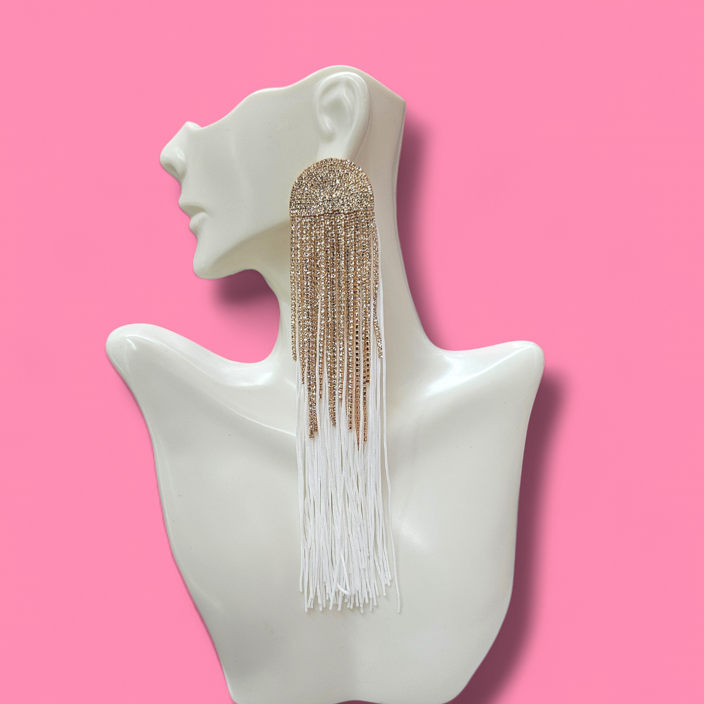 White Tassle Earrings