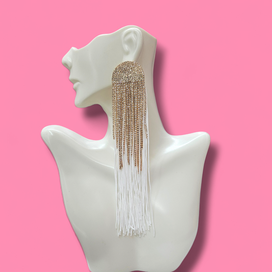 White Tassle Earrings