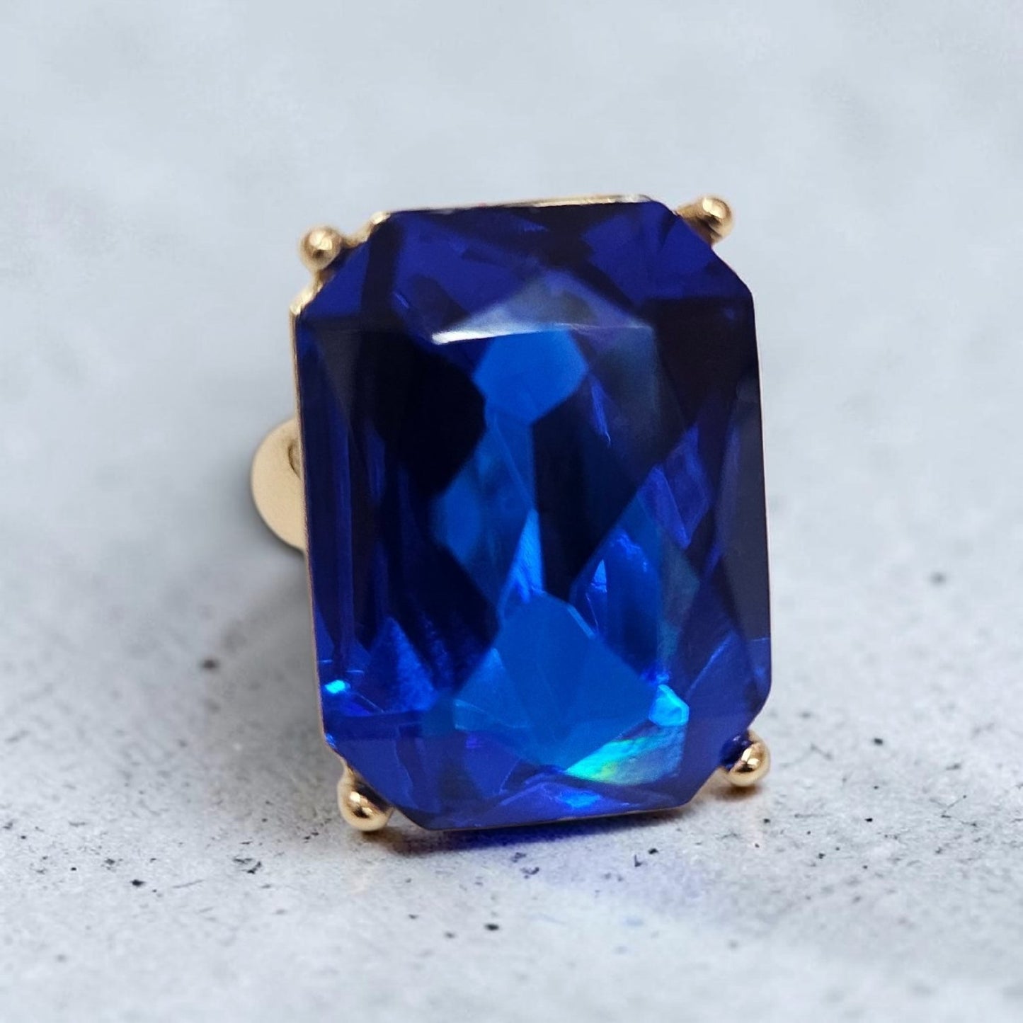 royal blur rhinestone ring