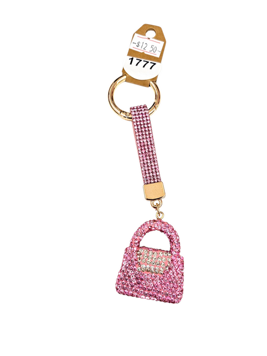 Pink Rhinestone Bag Keychain