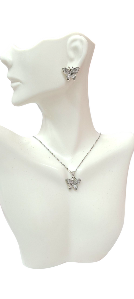 Sliver butterfly necklace