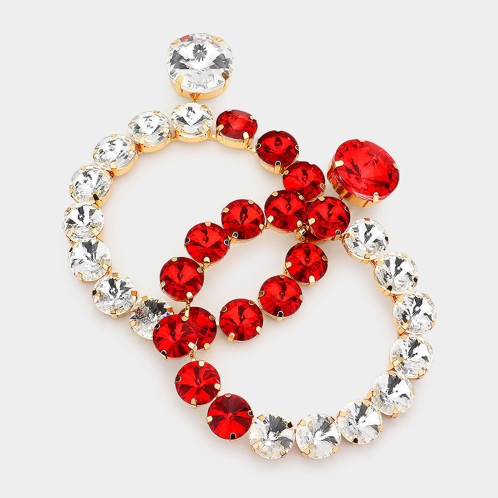 Round red white earrings