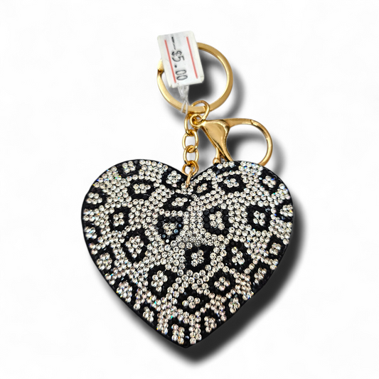 black and white heart Keychain