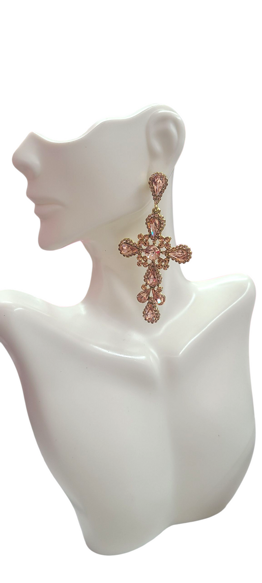 Rose Gold cross earrings