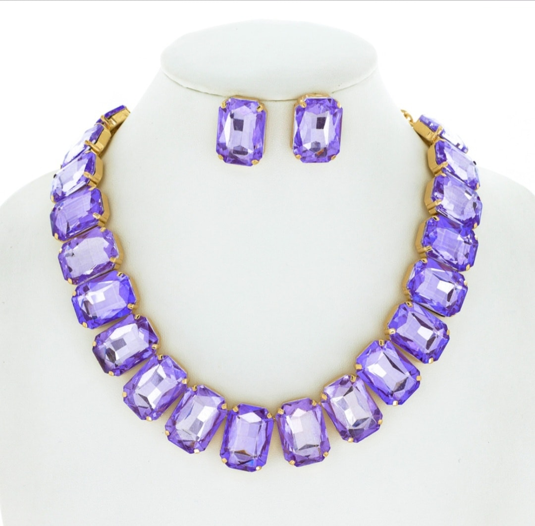 Lavender rectangle necklace