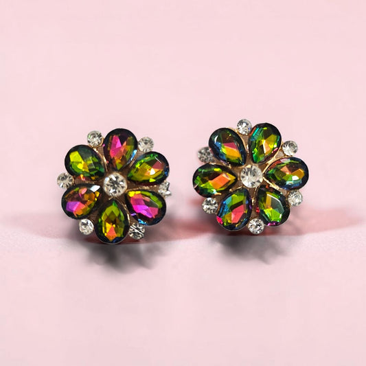 Small oil slick Flower earrings